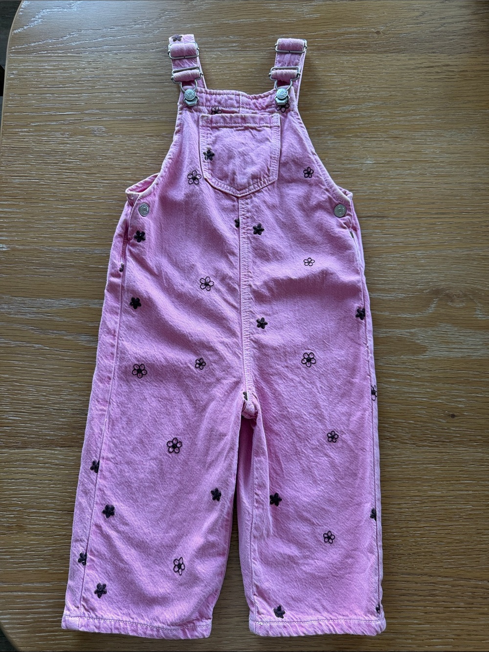 Zara Pink Floral Embroidered Girls Overalls